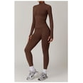 thumbnail image 2 of Top-kevin 2 Piece Seamless Ribbed Workout Sets With Zip Up Jacket High Waisted Gym Yoga Leggings, 2 of 6
