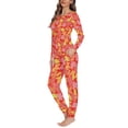 thumbnail image 2 of FOR U DESIGNS Thanksgiving Maple Leaf Women Pjs Sets Long Sleeve and Long Pants 2 Piece Size 5XL Sleepwear Set for Women Nightwear Long Crew Neck Tops Ladies Pajamas, 2 of 6