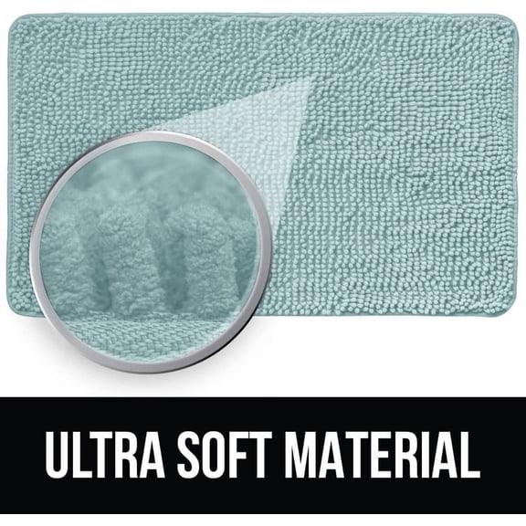 36"x24" Seafoam Chenille Bathroom Rug - Soft Absorbent Shaggy Quick Dry Machine Washable, Plush Carpet Mat for Tub & Bathroom Decor
