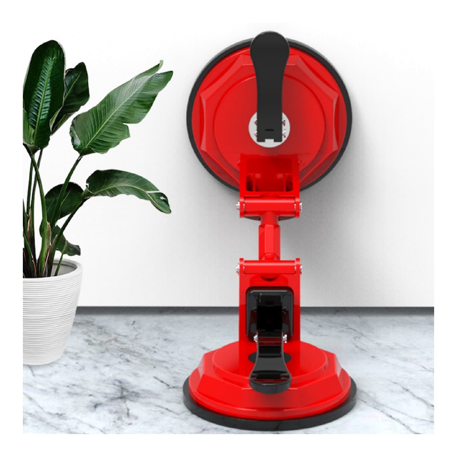 Dual Suction Cup Door Stopper - Heavy-Duty Security Door Blocking Device for Home & Hotel, Portable Anti-Theft Door Stop for Living Alone, Red