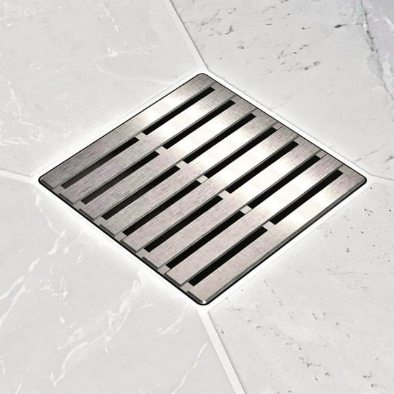 Ebbe Unique Square Shower Drain Grate Parallel - Stainless Steel - Brushed Nickel