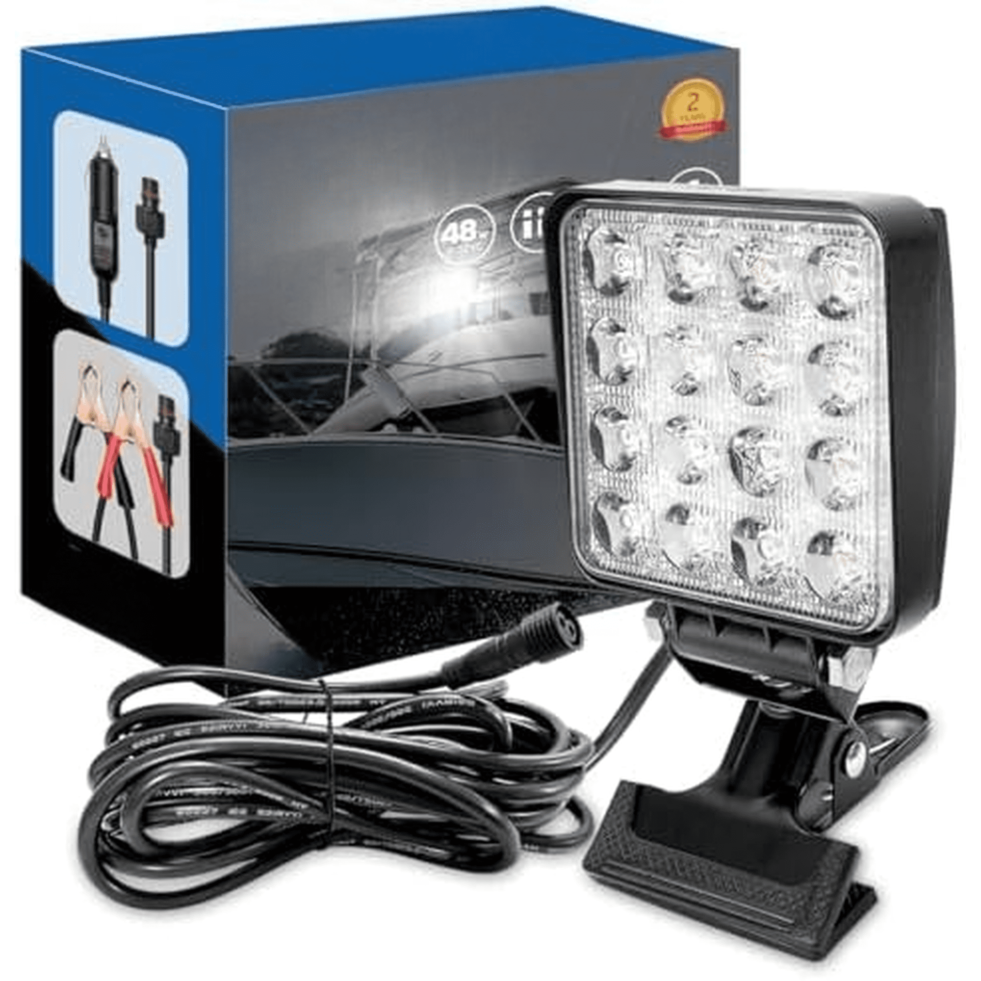 LED Boat Spotlight with Clip, Super Bright Headlights with Clamp, Boat Spreader Led Pod 48W 12V Marine Lights for Kayak Bass Jon Fishing T-Top Deck Dock Truck Car Lights 4X4 SUV$$Watercraft