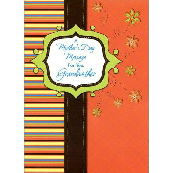 Designer Greetings Green Banner on Brown, Orange and Yellow: Grandmother Mother's Day Card