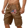 thumbnail image 5 of Men's American Flag Cargo Shorts With Belt Included And Multi Pockets Featuring Contrast Lining Detail For Summer Outdoor Work Hiking Fishing Camping Yard Work Brown M, 5 of 5