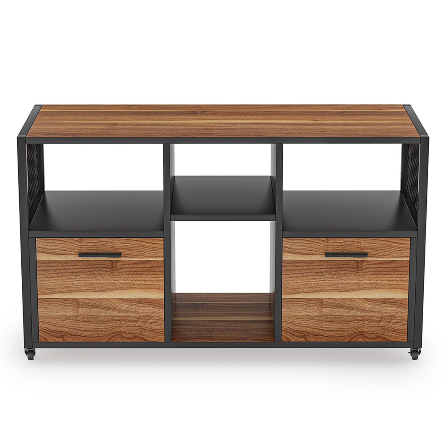 Demi Bonn 2-Drawer File Cabinet, Wood Mobile Filing Cabinet for Home Office, Printer Stand, for A4, Letter-Size Documents, Storage Cabinet for Home Office, Brown