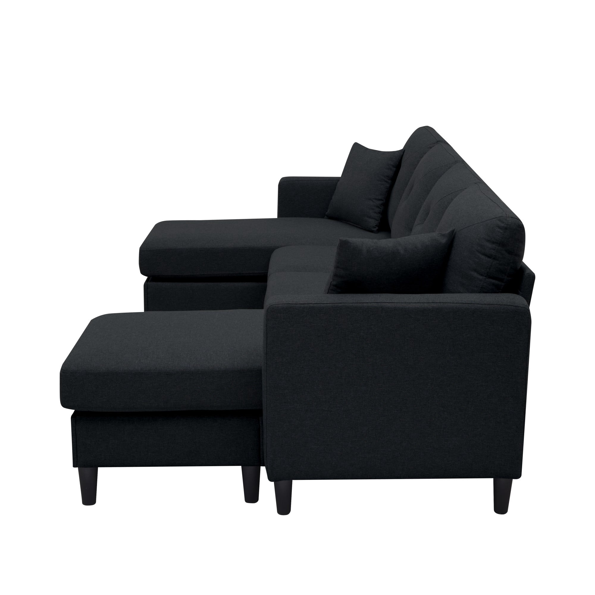 Gewnee 99.2”U-Shaped Modular Modular Combination Sofa with Storage Ottomans,Modern Large-Sized Sofa,Suitable for Living room(Black)