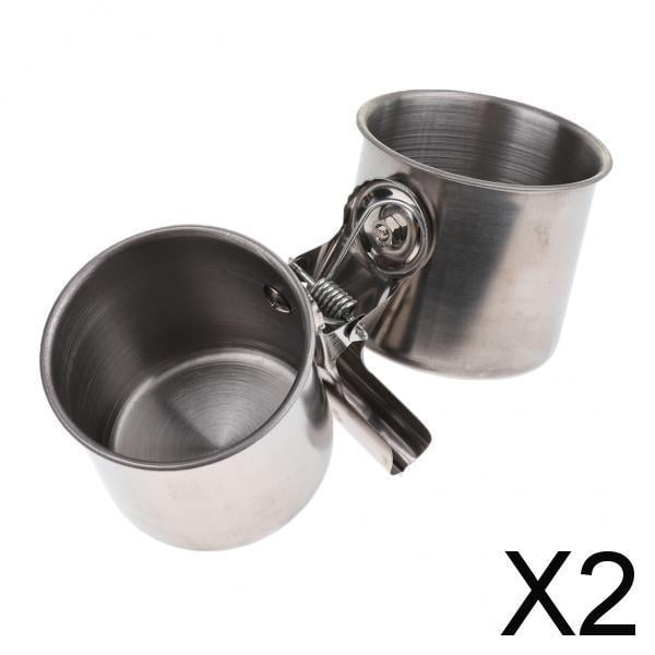 Vasos de alimentación para pájaros de acero inoxidable con fijación segura , Como muestra la imagen, 2 piezas