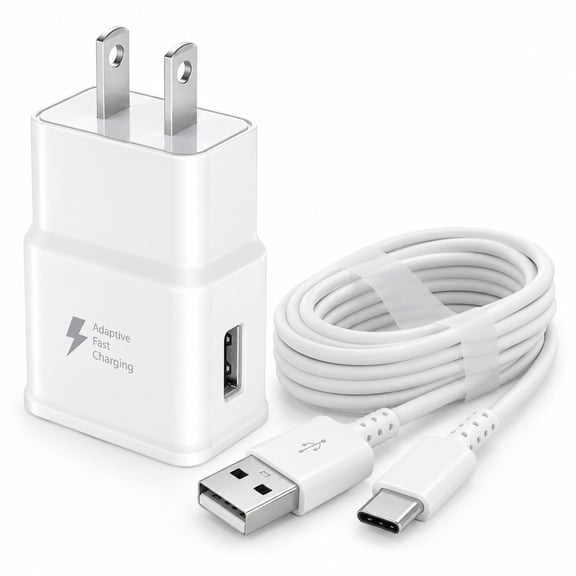 Afflux 15W USB Wall Charger Adapter with 6FT USB-A to USB-C Cable, Compatible with Samsung Galaxy Phones, White