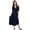 Black, variant on Women's Ruched V Neck Midi Dress with Half Sleeves and Ruffled Buttoned Details in Viscose 100% for Everyday Wear