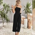 thumbnail image 3 of Vedolay Womens One-shoulder Jumpsuits Sleeveless Straight Leg Jumpsuit With Belt,Black L, 3 of 5