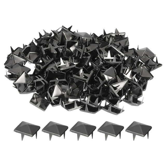 Unique Bargains 100 Sets Spike Rivet 10x7mm Pyramid Rapid Rivet Studs Square Spikes, Gun-black