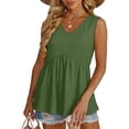 thumbnail image 5 of Qwertyu Womens Tank Tops Casual Sleeveless Tops for Women Dressy V Neck Babydoll Tank Tops Flowy Summer Shirts Army Green 2XL, 5 of 5