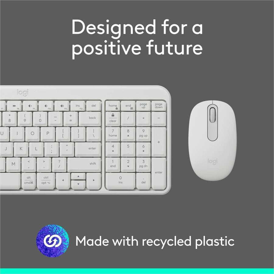 Logitech MK250 Bluetooth Wireless Mouse and Keyboard Combo: Fast & Easy Connectivity, Compact Wireless Keyboard, Ambidextrous Mouse (Off-white)