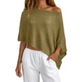 thumbnail image 2 of WZXFASHION Shirts for Women Batwing Sleeve Semi Transparent Crochet Knit Lightweight Soft Cover Up for Beach Daily Vacation Outfits, 2 of 4