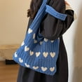 thumbnail image 1 of Bolso de mano de punto con diseño de corazón y masa trenzada para mujer, de lana tejida, cálido para el invierno, para hombro, 1 of 6