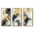thumbnail image 2 of Designart "Pastel Abstract with Spots of Blue, Black, and Gold III" Fractals Framed Wall Art Set Of 3 - Gold Fractals Frame Canvas Set For Living Room Decor, 2 of 7