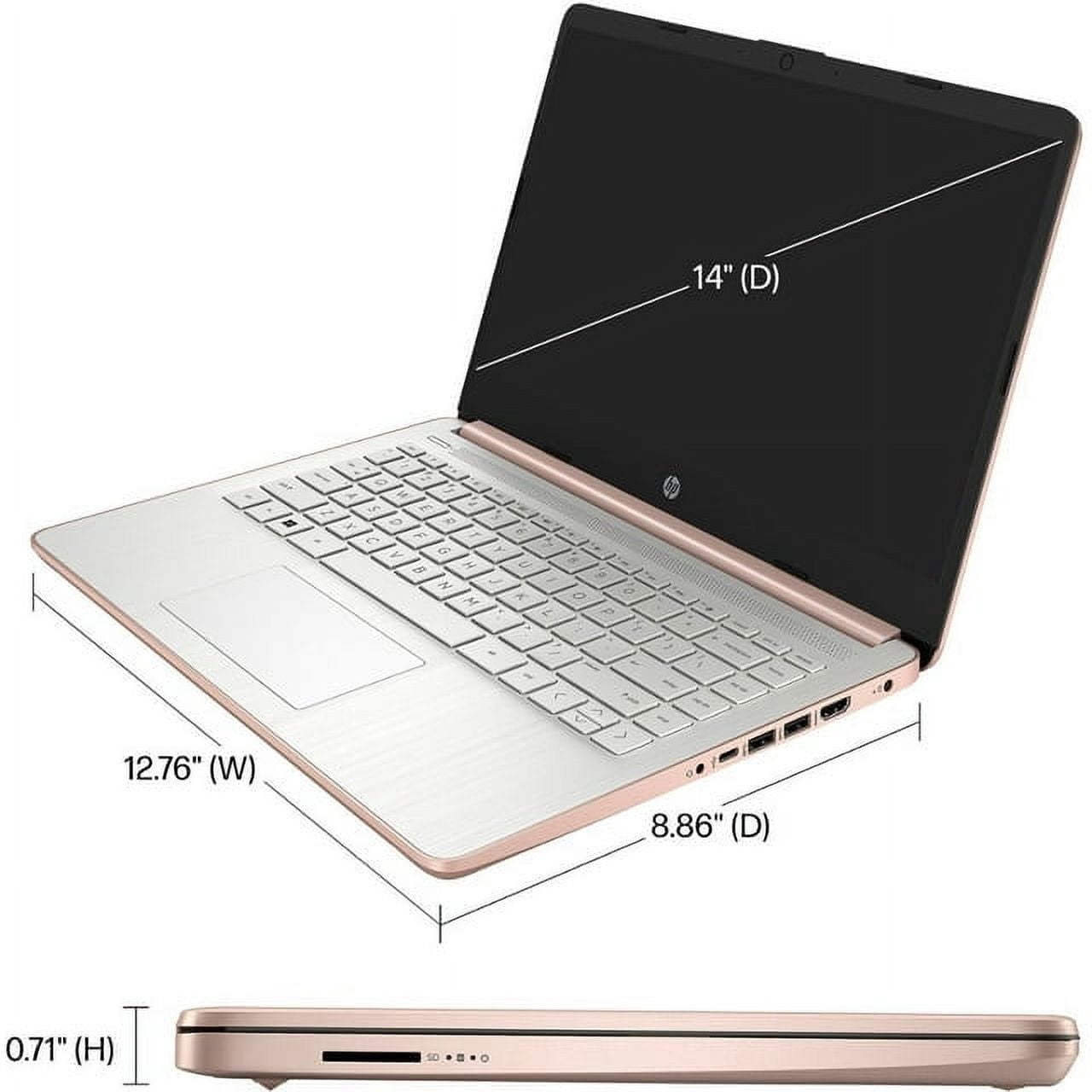 HP 14" HD (1366 x 768) Display Laptop, Intel Celeron N4120, 1.1GHz, 8GB Memory, 128GB eMMC, Windows 11 Home in S Mode, One Year Office 365 Included, Rose Gold + Mazepoly Accessories