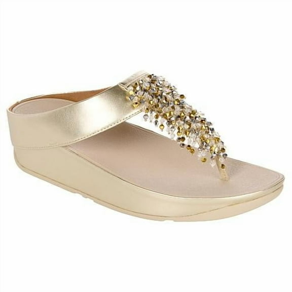 FitFlop DR7675-055 Rumba Beaded Toe-Post Sandals Platino US07.5