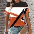 thumbnail image 1 of Womens Fashion Print Tops Short Sleeve Out Blouse Round Neck T-Shirt Tops, 1 of 4