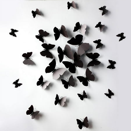

Doublelift Modern 12 Pcs 3D Wall Stickers Butterfly Fridge Magnet for Home Decoration BKFor Family One Size