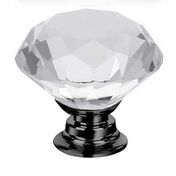 Zhuge 10PCS 30mm Pink Crystal Glass Cabinet Knobs, Diamond-Shaped Drawer Pulls for Kitchen Cabinets, Wardrobes, Dressers & Cupboard Doors, Clear Black