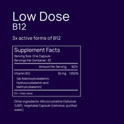 Low Dose B12 - 3x Active Forms - 30 Capsules