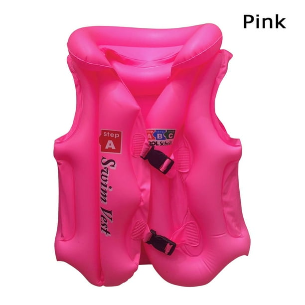 Durable Floating Water Safety Inflatable Life Jacket Kids Swimming Swim Aid Life Vest PINK