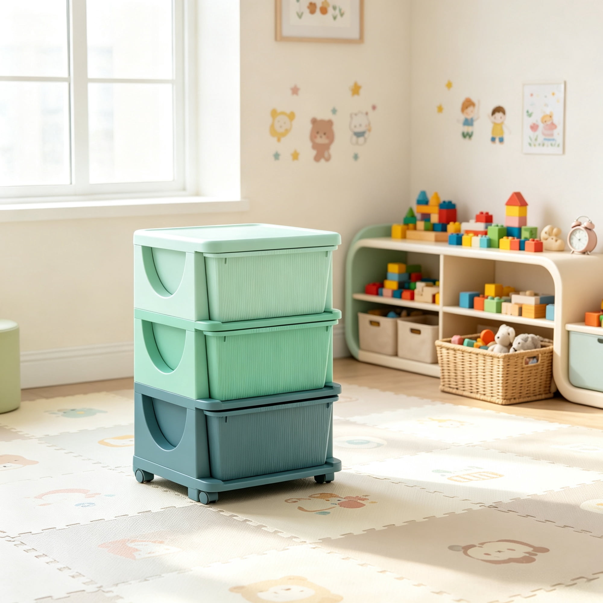 3-Drawer Toy Storage Cubby with 16L Capacity for Kids Bedroom