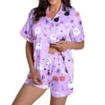 thumbnail image 3 of IMENGL Womens Halloween Pajama Sets Soft Casual Short Sleeve Button Down Tops and Shorts Comfort Comfy Loungewear Pajamas Set for Women,S-XXXL, 3 of 7