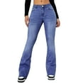 thumbnail image 3 of Women's Vintage Inspired Slim Fit Denim Pants with Distressed Detail Contemporary Straight Leg Jeans for Casual Wear, 3 of 7