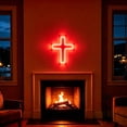 thumbnail image 4 of Cross Shaped LED Neon Wall Sign Light Soft Glow Ambient Neon Lamp USB Powered Decorative Night Light For Living Room Bedroom Bar Wedding Holiday Home Wall Decor8.3×11.0 Inch, 4 of 6