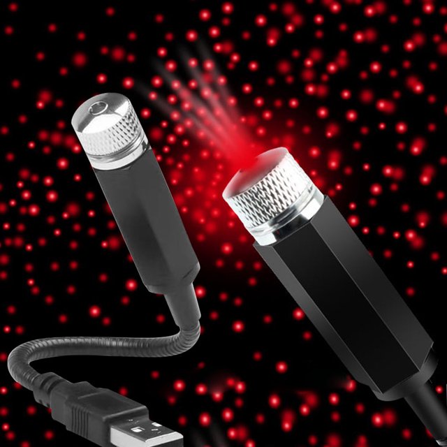 Iluminación Interior Lámpara nocturna ambiental para coche alimentada por USB, luz nocturna romántica de estrella y galaxia, 5 uds., roja Likrtyny Para estrenar