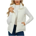 thumbnail image 2 of Fanxing Puffer Vest Women Lightweight Full-Zip Stand Collar Sleeveless Quilted Jacket Warm Winter Coat Padded Down Outerwear White S, 2 of 9