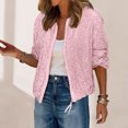 thumbnail image 4 of Lady Coat Glittering Sequin Round Neck Zipper Closure Long Sleeves Cardigan Short Type Loose Club Performance Stage Party Jacket, 4 of 8
