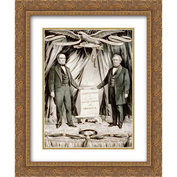 Currier and Ives 2x Matted 20x24 Gold Ornate Framed Art Print 'Campaign poster for 1860 U.S. presidential candidate John Bell and his running mate, Edward Everett '