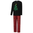 thumbnail image 3 of Pijamas navideños familiares a juego, camiseta de manga larga con estampado de árbol y pantalones a cuadros. Ropa de dormir para estar en casa., 3 of 10