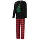 thumbnail image 3 of Pijamas navideños familiares a juego, camiseta de manga larga con estampado de árbol y pantalones a cuadros. Ropa de dormir para estar en casa., 3 of 10