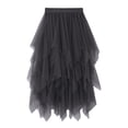 thumbnail image 3 of VBTAPA Tulle Skirts for Women A Line Fairy Tiered Skirt Midi Length High Elastic Waist Long Skirt Dark Gray M, 3 of 3