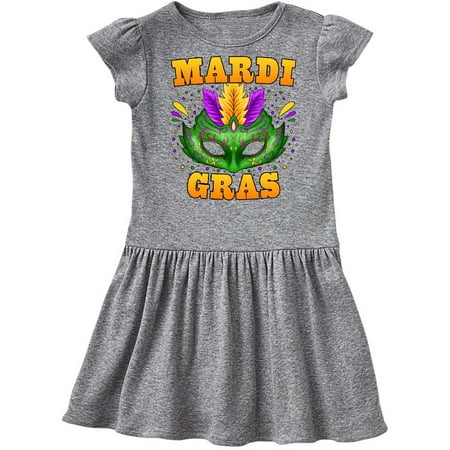 

Inktastic Mardi Gras with Green Masquerade Mask Gift Toddler Girl Dress