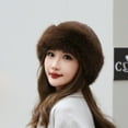 thumbnail image 3 of Gifts Fashion Cover Head Cap Ear Protection Solid Warm Winter Hat Faux Fur Hat Earmuffs Cap Berets BEIGE, 3 of 8