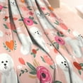 thumbnail image 3 of Pink Bichon Frise and Flower Blanket,Comfortable Soft Flannel Throw Blanket,All Season,Warm Lightweight Blankets for Sofa Bed Couch Living Room Chair,60"x80", 3 of 4