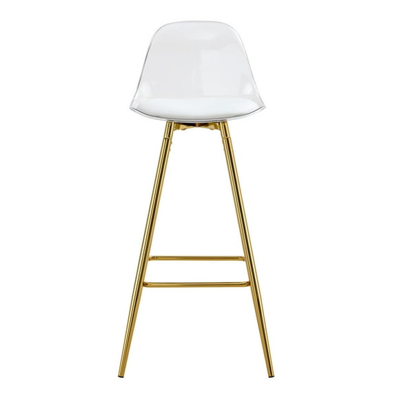 Bar Chair Set Of 2, Upholstered Barstools With Metal Leg, PU Leather Kitchen Counter Height Bar Stool With Footrests For Dining Room Kitchen Living Room