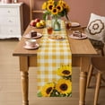 thumbnail image 2 of Spring Sunflowers Table Runner - 108 Inch Long Yellow White Plaid Farmhouse Rustic Cotton and Linen Blended Dress Scarves Farmhouse Table Runner for Kitchen Dining, Coffee Table, 13" x 108", 2 of 8