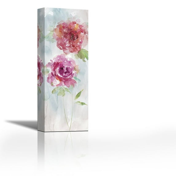 Watercolor Stems - Contemporary Fine Art Giclee on Canvas Gallery Wrap - wall décor - Art painting - 9 x 27 Inch - Ready to Hang