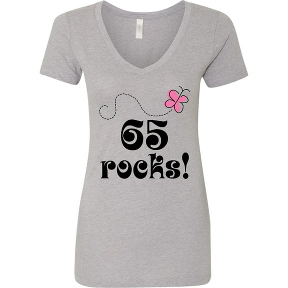 Inktastic 65th Birthday 65 Rocks Women's V-Neck T-Shirt