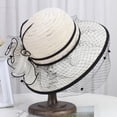 thumbnail image 4 of Jumpingount Sombrero de pescador de tela para mujer, cúpula de malla de repuesto colorida, protección solar, gorra de pesca para fotografía, adorno para Sombreros beis negro Jumpingount AP019161-01, 4 of 6