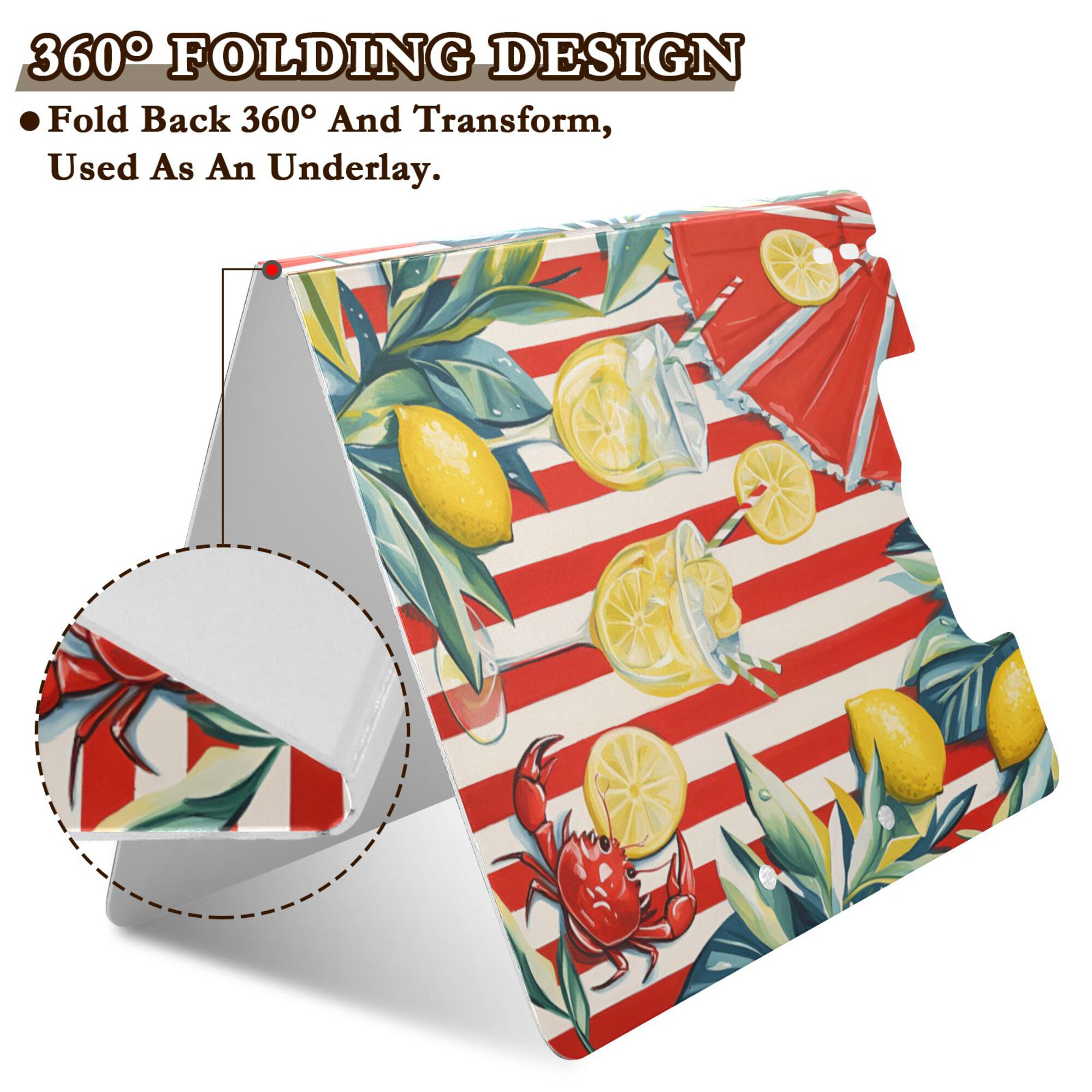 FORMRS A4 Clipboard Folder with Pen Holder Horizontal Foldable School Office Binder, White Striped Lemon