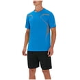 thumbnail image 2 of Kakii Men's Solid Color Workout Set, Performance Short Sleeve Tee & Elastic Waist Gym Shorts, Coordinated Training Outfit, 2 of 6