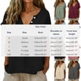 thumbnail image 3 of Women's Cotton Linen Shirts Short Sleeve Deep V Neck Button Down Casual Loose Fit Solid Color Basic Tees Purple, 3 of 8
