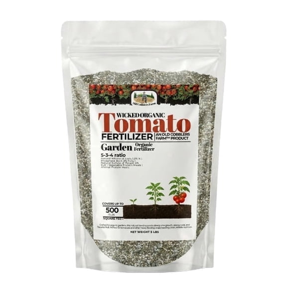 Old Cobblers Farm™ Wicked Organics Organic Garden and Tomato–Balanced Formula for Strong Roots, Healthy Growth & Flavorful Harvests–For Backyard Vegetable Plots (5 lbs|10 lbs|15 lbs|20 lbs)(5 lbs)
